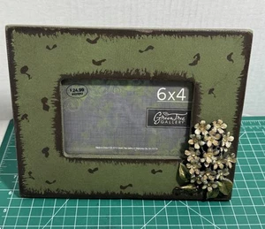 Green Tree Gallery Picture Photo Frame 6 x 4”3D Applied Metal Florals Rustic - Picture 1 of 8
