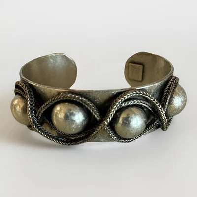 Brazalete Dannijo Landon Silvertone Talla 6 Diseñador Acabado Antiguo Foto 1 de 4