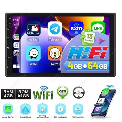 7" 64G Double 2 Din Android 14 Carplay Touch Screen Car Stereo Radio GPS WIFI BT - Image 1 of 4