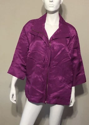 Charter Club Purple 3/4 Sleeve Polished Slub Linen Blend Jacket Size 2X - Image 1 of 3