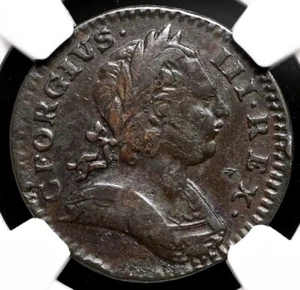GREAT BRITAIN King George III 1773 AD England, 1760-1820 Farthing 1/4p, NGC VF30 - Picture 1 of 5