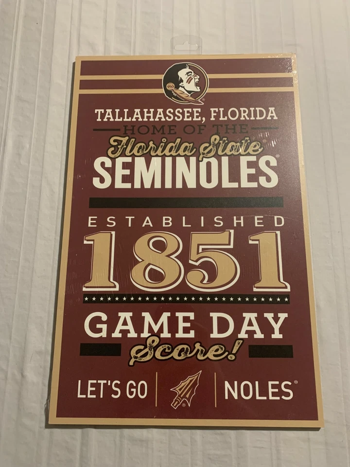 Florida State Seminoles FSU NCAA 17" x 11" Wood Decorative Indoor Sign Wincraft - Image 1 of 2
