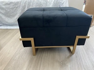 Rectangular Black with Gold Legs Velvet Stotage Ottoman( New in the Box) - Picture 1 of 4
