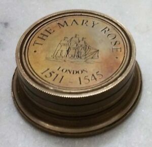 Nautical Sundial Compass Brass Compass Marine Pocket Compass - The Mary Rose 