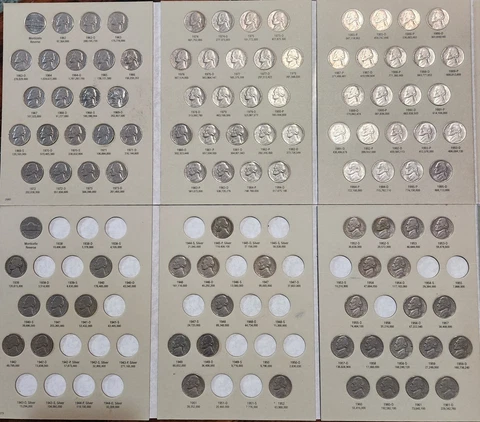 1938-1995 JEFFERSON NICKELS  P&D COIN SET w/ALBUMS 101 COINS Cover