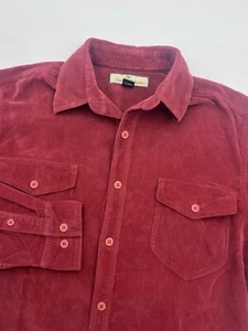 Tommy Bahama Shirt Men Sz S Red Corduroy Button Up Long Sleeve Silk Blend Pocket - Picture 1 of 12