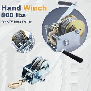 10m Cable Hand Winch Boat ATV UTV Trailer Auto Towing Truck Marine Steel 800lbs - Picture 1 of 13