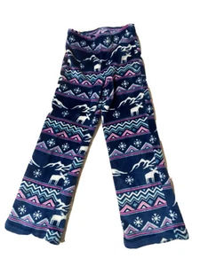 Eddie Bauer Girls XS 5 - 6 Soft Snow Moose Winter Lounge Pjs Bottom EUC - Picture 1 of 6