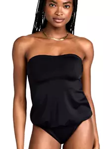Norma Kamali Women's Black Strapless Babydoll One-Piece Swimsuit Size Medium - Picture 1 of 4