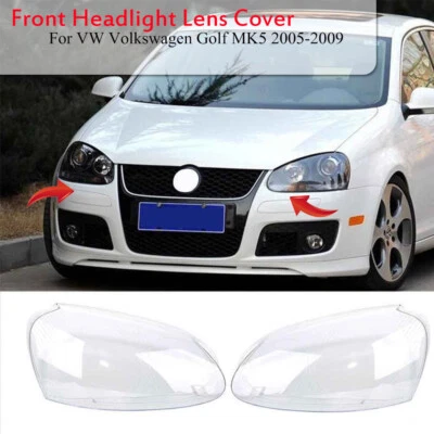 Front Headlight Lens Cover For 2006-2009 Volkswagen VW Golf MK5 GTI Rabbit Jetta Foto 1 de 4