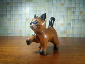 Hand Carved Wooden Cat Statue Figurine Crafted Wood Leg walking Home Decor Gift - Picture 1 of 11