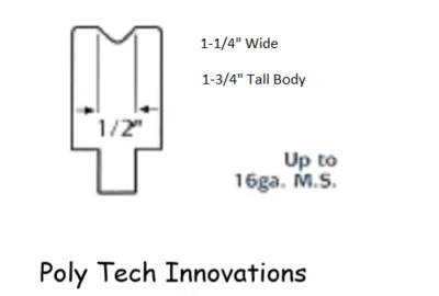 POLY TECH INNOVATIONS 1/2" x 24" Long, Vee, 90 Degree, Polyurethane Press Brake Die, 75 D Durometer