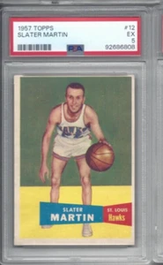 Tarjeta de baloncesto 1957 Topps #12 Slater Martin St. Louis Hawks clasificación PSA 5 - Imagen 1 de 2