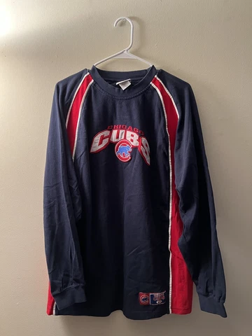 Lee Sport MLB Chicago Cubs Crewneck Sweater Navy Blue Embroidered Logo Cover