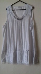 C&A Canda - Ladies White Embellished Sleeveless Summer Top - Size XL - Picture 1 of 5