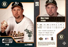 Mike Fyhrie 2002 Upper Deck 40-Man #58 Card Oakland Athletics