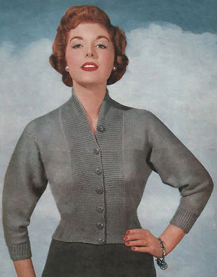 Knitting Pattern Womens Vintage 1950s Fitted Cardigan. 34 to 38 Inch Bust. - Image 1 of 2