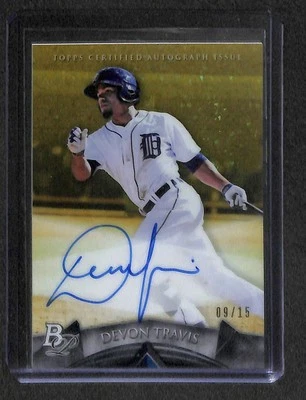 2014 Bowman Platinum Canary Platinum Autograph #AP-DT Devon Travis No 9 of 15 - Image 1 of 2