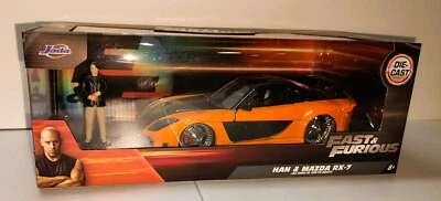 Fast & Furious Jada Toys Mazda RX-7 1:24 Die-Cast Model Car & Han Figure NEW - Image 1 of 4