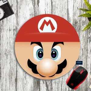 MARIO BROS FACE NINTENDO INSPIRED 8" ROUND PC DESK MAT MOUSE PAD NONSLIP GIFT - Picture 1 of 1