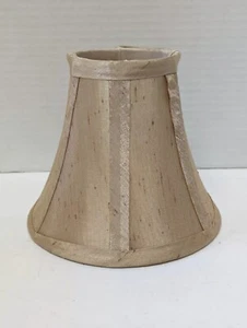 Vintage Classic Beige Fabric Small Bell Shaped Clip-on Lamp Shade 5” x 6” x 3” - Picture 1 of 9