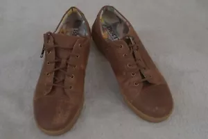 Tenis informales Born Tamara tostados con cremallera con cordones de cuero de grano completo talla 10M - Imagen 1 de 6