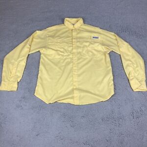 Columbia PFG Omni Shade Long Sleeve Button Up Mens Adult Small Yellow Shirt
