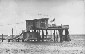 J35/ Cedar Key Florida RPPC Postcard c1950s Pier Flag Dock Sailboat  47 - Picture 1 of 4