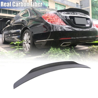 Para Mercedes Benz Classe S W222 2014-2020 Asa Spoiler Labial Tronco Traseiro de Carbono Real - Imagem 1 de 4