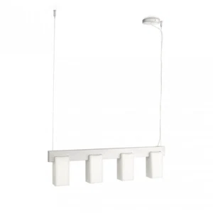Lámpara colgante ahorro de energía 4 flg. Vidrio aluminio - Imagen 1 de 3