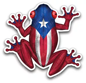 Calcomanía de rana con bandera de Puerto Rico pegatina coche camión patriótica orgullosa laptop rica - Imagen 1 de 5