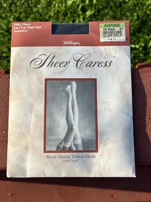 Sandalia Worthington sedosa de encaje transparente hasta el muslo negra/promedio Foto 1 de 2