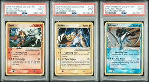PSA 9 MINT Entei Raikou Suicune Set Gold Star Pokemon Holo EX Trio Forze Invisibili - Foto 1 di 7