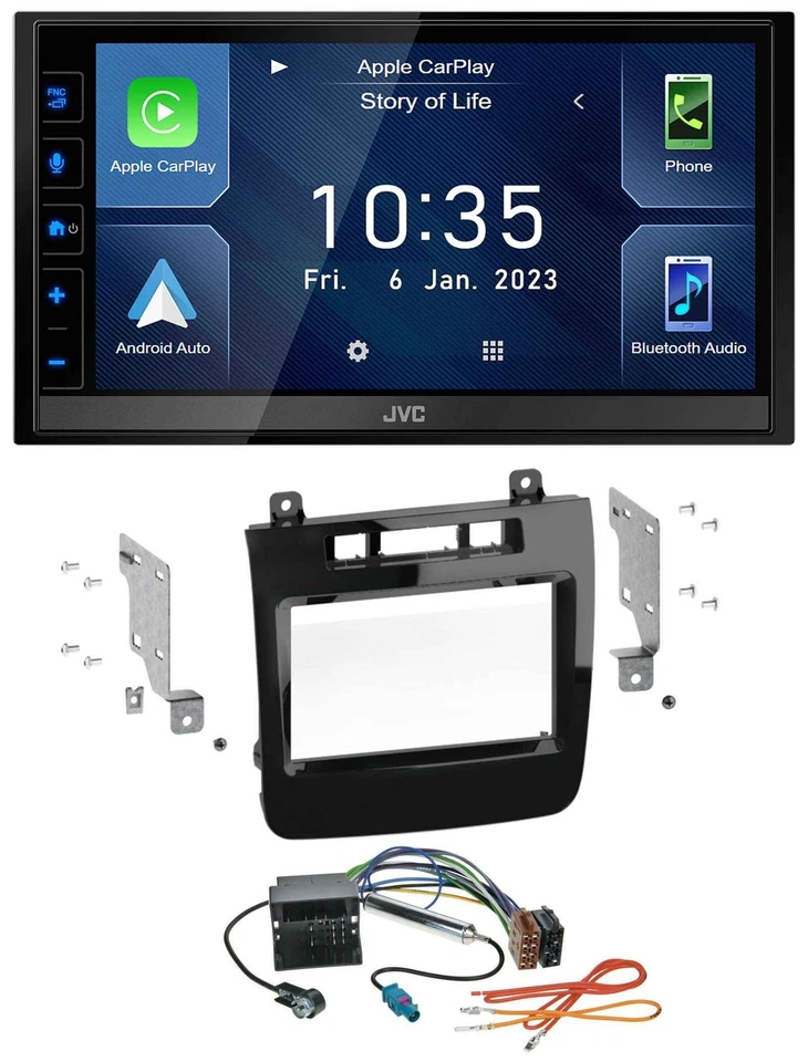 JVC DAB Bluetooth MP3 USB 2DIN Autoradio für VW Touareg (2010-2014) - Bild 1 von 4