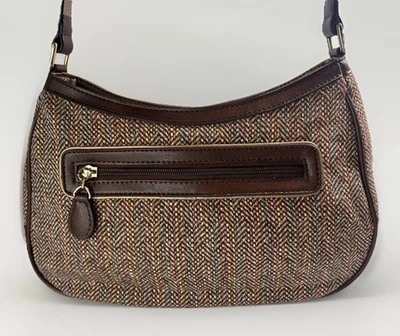 Vintage Liz Claiborne Shoulder Bag Purse Woven Threading Brown Leather - Image 1 of 4