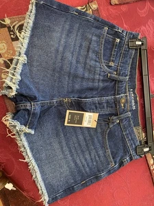 Neu mit Etikett Lincoln Outfitters Denim abgeschnittene hoch geschnittene Knopfleiste Shorts Damengröße 8 - Bild 1 von 2