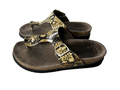 Mephisto Women's Agacia Sandal Size EUR 37-US 7 Gold Python Patent Thong Slide - Image 1 of 4