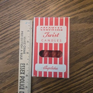 Vintage Colonial Twist Kerzen Angelabra, roter Wirbel, 8 unbenutzte Kerzen #462 - Bild 1 von 8