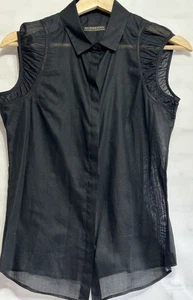Burberry Damen Bluse/Shirt Oberteil Flügelärmel transparent schwarz Button Down Größe 2/S/38 - Bild 1 von 14