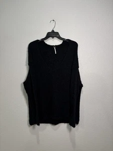 Free People Lofty V Neck Oversized Noppen Strick Schwarz Alpaka Mischung Pullover XS - Bild 1 von 4