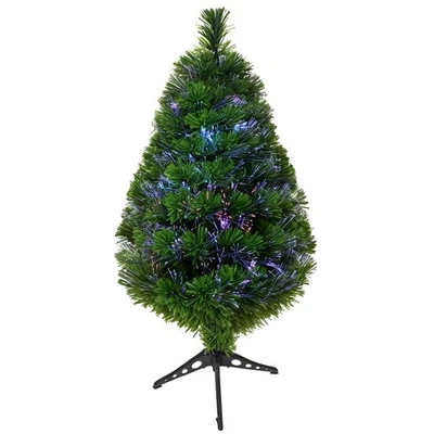 HOMCOM Albero di Natale a Fibre Ottiche 90cm con 90 Rami in PVC Luci di 4 Colori - Immagine 1 di 4