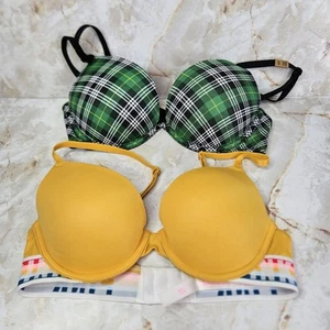 Victoria’s Secret Pink Bra 32C Wear Everywhere Super Push-Up Bra Bundle Of 2 - Picture 1 of 4