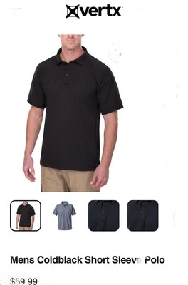 🎁NWT Vertx Mens BLACK Coldback Polo Short Sleeve M F1-VTX4000P XL - Image 1 of 4
