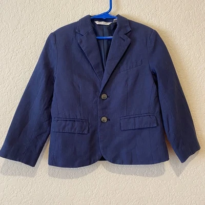 Janie And Jack Special Occasion Linen Blazer Navy Blue Sz 5 Formal Holiday NWOT - Image 1 of 4