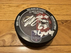 WILL LOCKWOOD SIGNED CHARLOTTE CHECKERS 2025 ATLANTIC FINALS HOCKEY PUCK COA - Bild 1 von 3