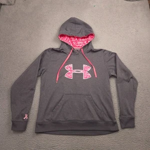 Under Armour Women UA Storm Power In Pink Hoodie Gray Pink Logo L 1236673 Fitted - Picture 1 of 15