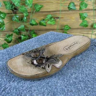 Chanclas florales de cuero marrón Hush Puppies para mujer talla 8 medianas ligeramente usadas 2025 Foto 1 de 4