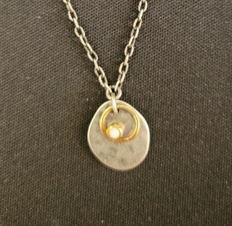 Colar pingente vintage Silpada prata esterlina bronze concha de rio pequeno vintage  - Imagem 1 de 1