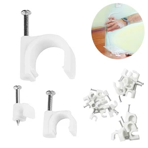 100 Stck. Rundkabel Draht Clips Kabelhalter Koaxial Klemmen Heftklammern 6/9/12 mm Set - Bild 1 von 1
