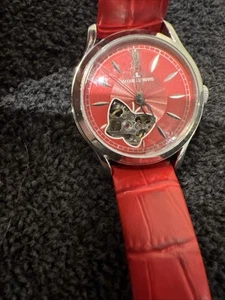 Jacques Lemans Women’s Watch Butterfly Skeleton Red Leather  - Picture 1 of 10